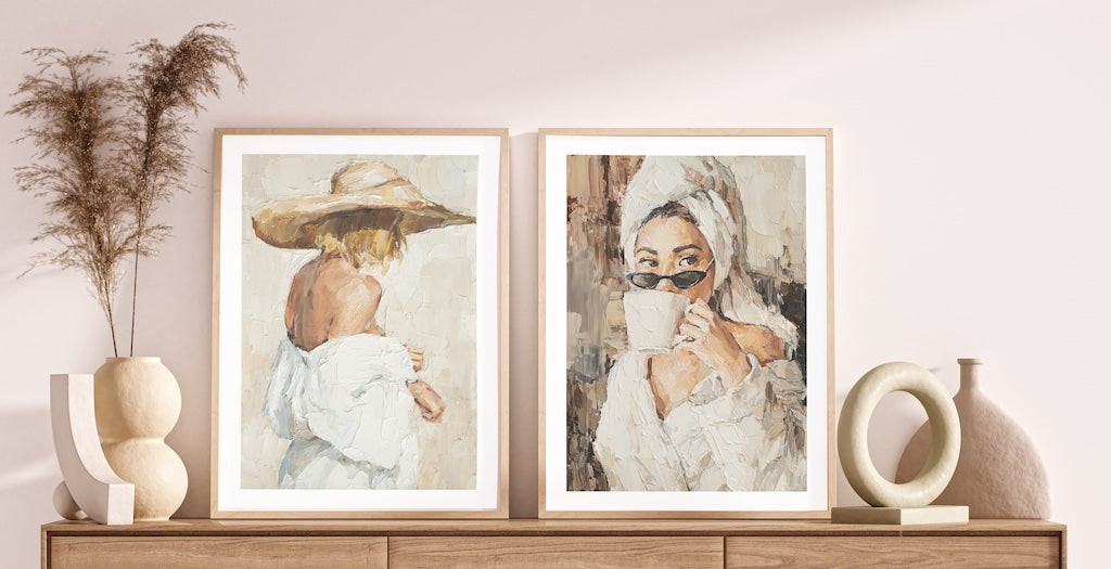 Two framed prints of portraits of lady's in oil painting style