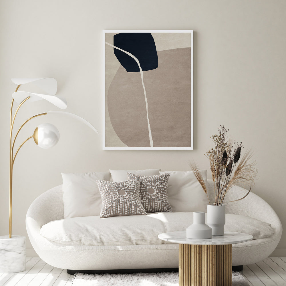 Black Stone Abstract Wall Art - Neutral and Modern