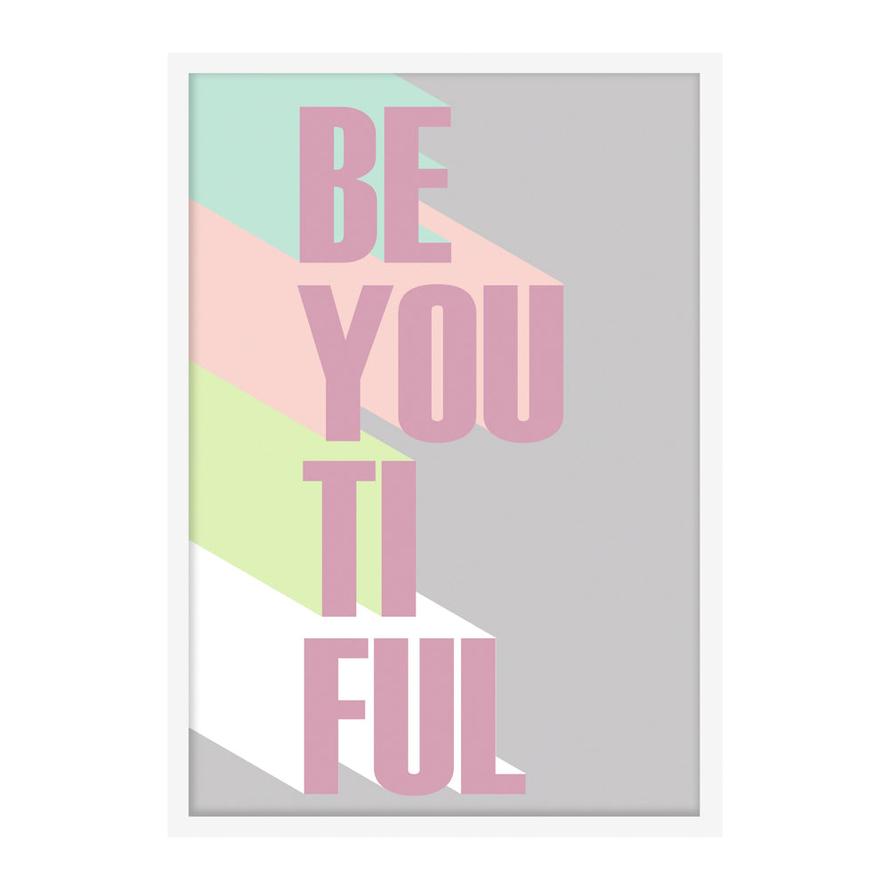 Be-you-tiful Pop Art Typography Wall Art - Fun and fresh