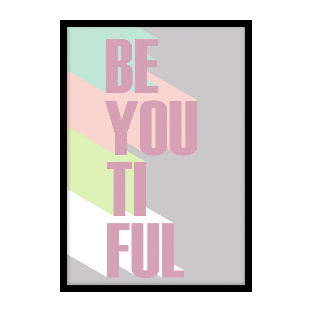 Be-you-tiful Pop Art Typography Wall Art - Fun and fresh