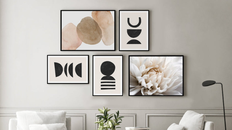 neutral, geometric, abstract and botanical gallery wall art. 