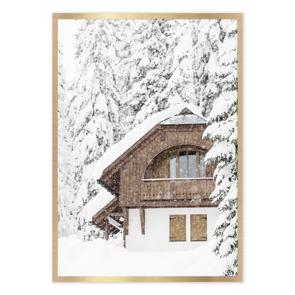 Cabin In The Snow Photographic Print - Tranquil and Serene
