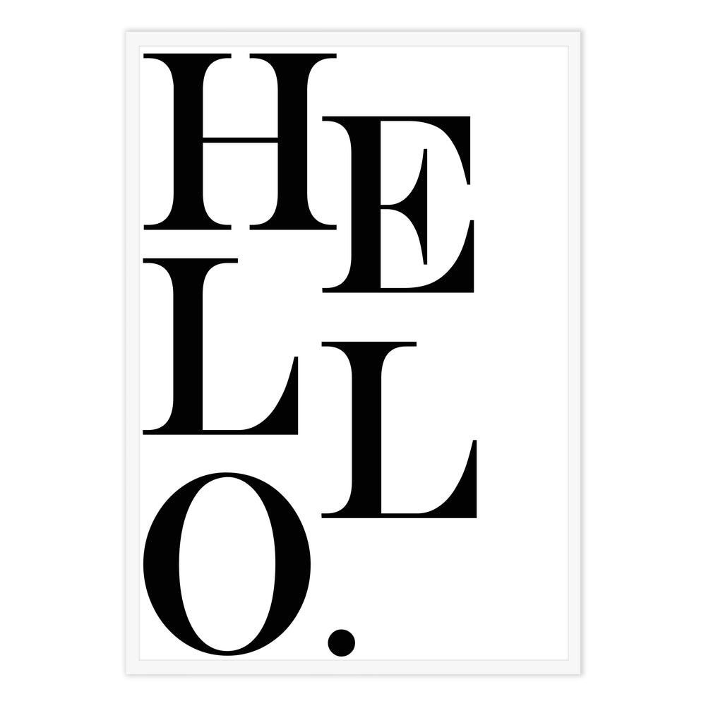 HELLO Black and White Graphic Print