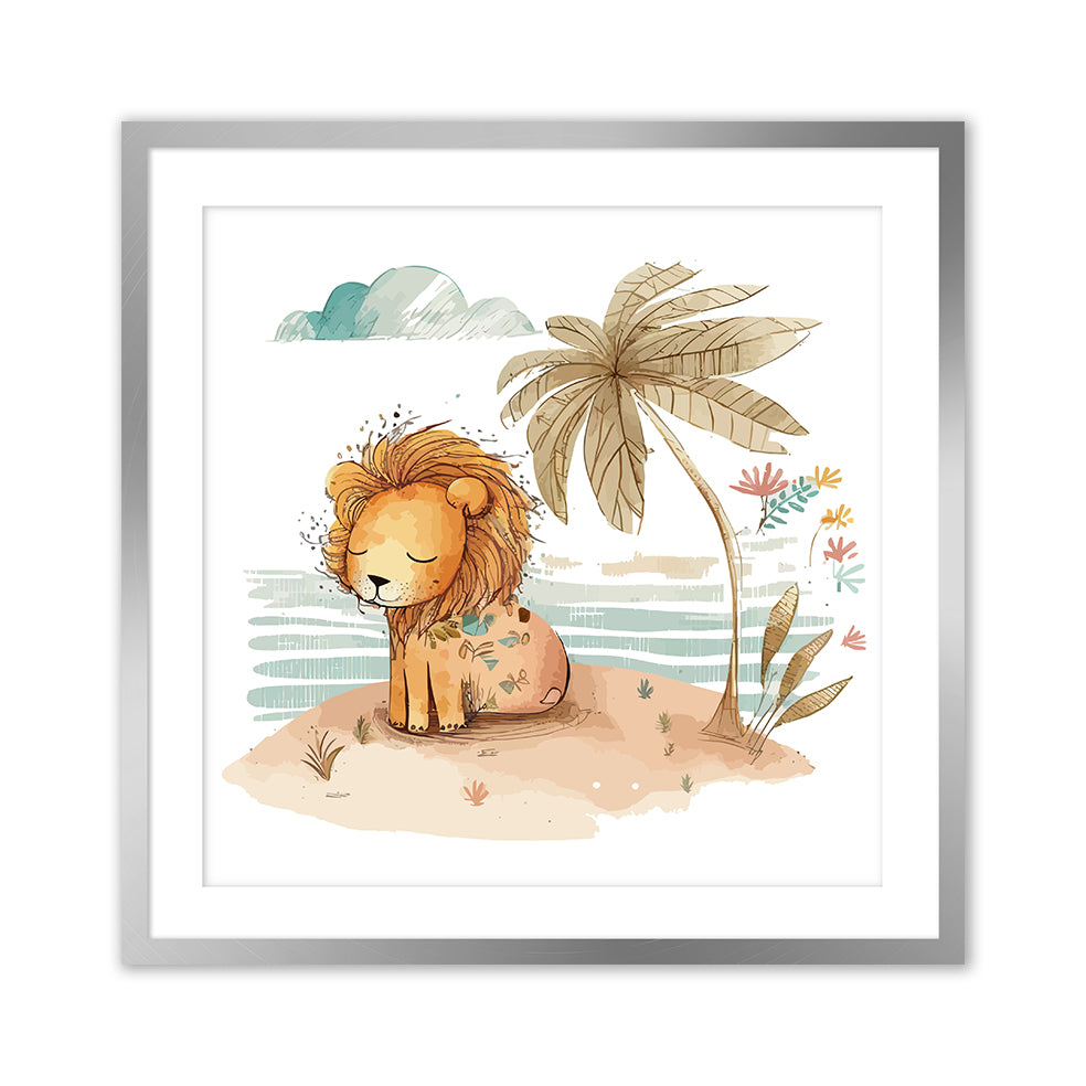 Cute Island Lion Kids Wall Art print