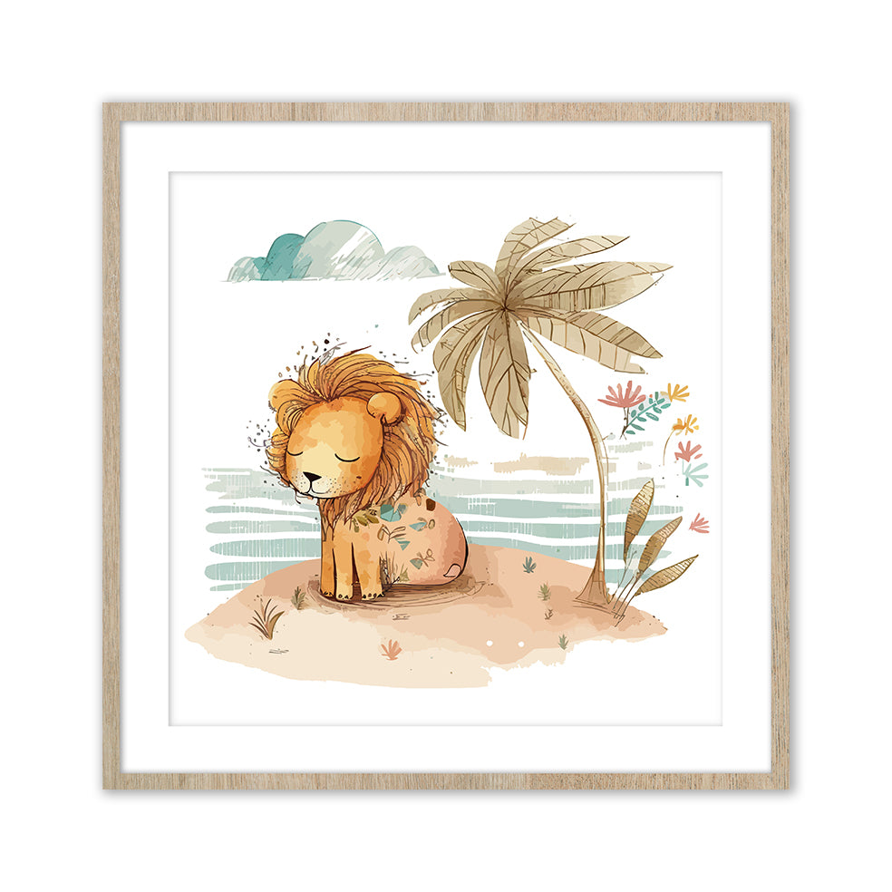 Cute Island Lion Kids Wall Art print