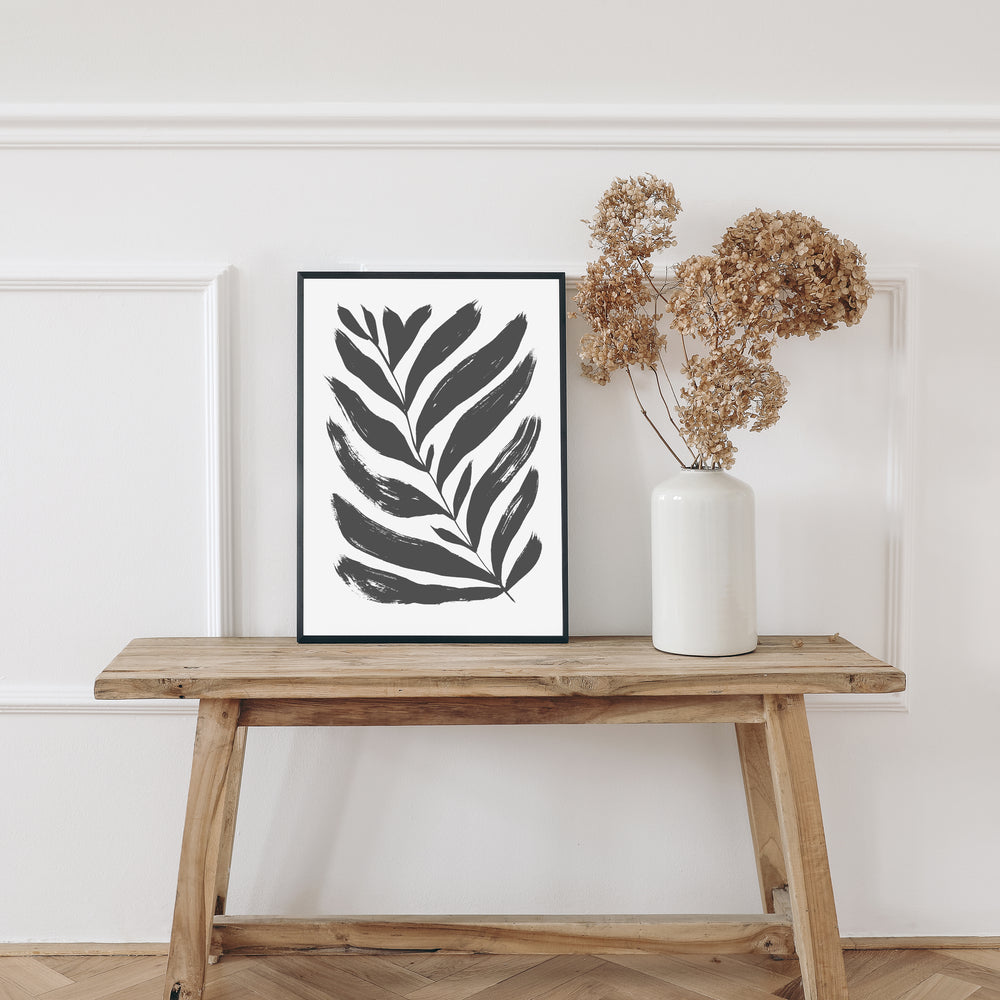 Black And White Painted Fern Wall Art Set 01