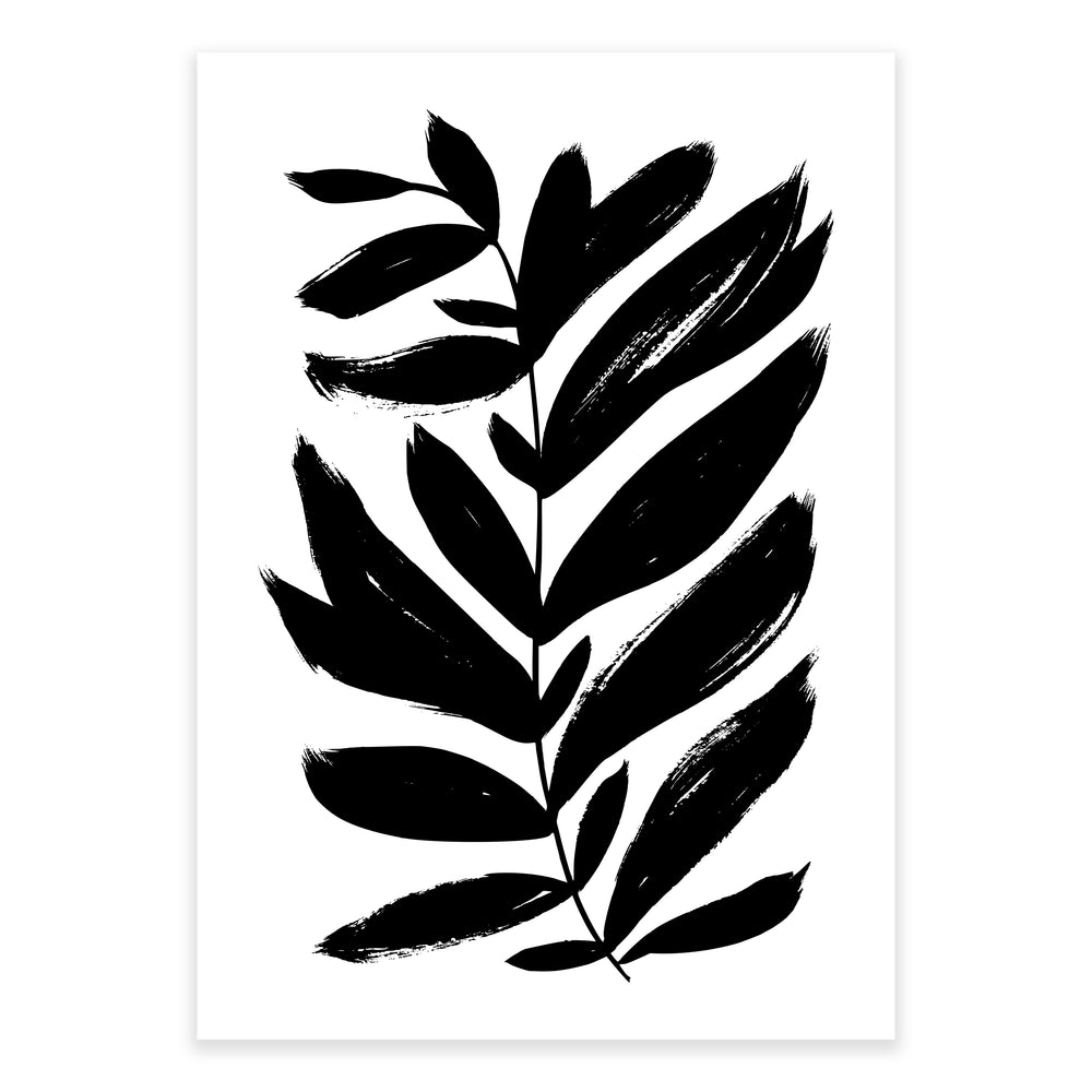 Black And White Painted Fern Wall Art Set 02