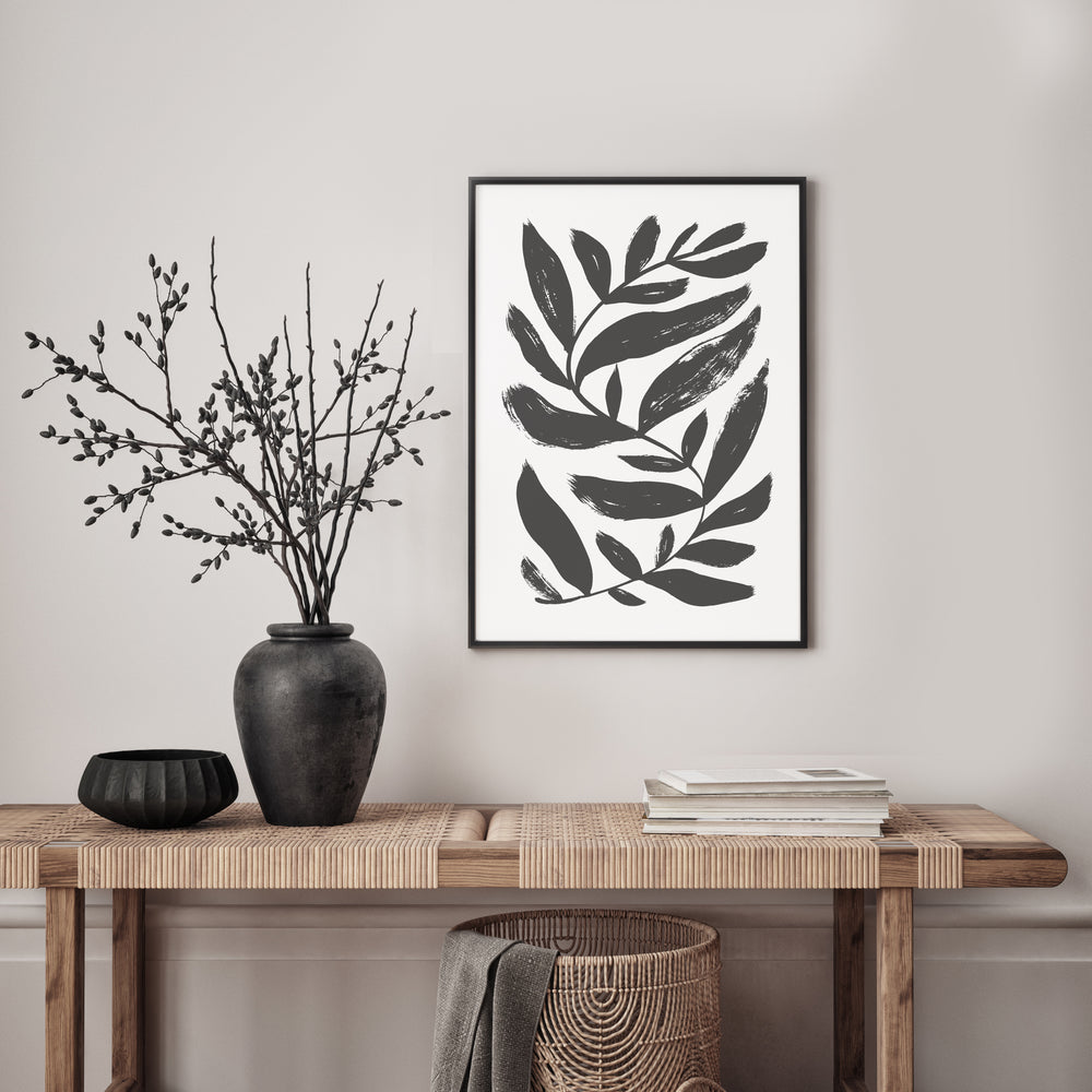 Black And White Painted Fern Wall Art Set 03