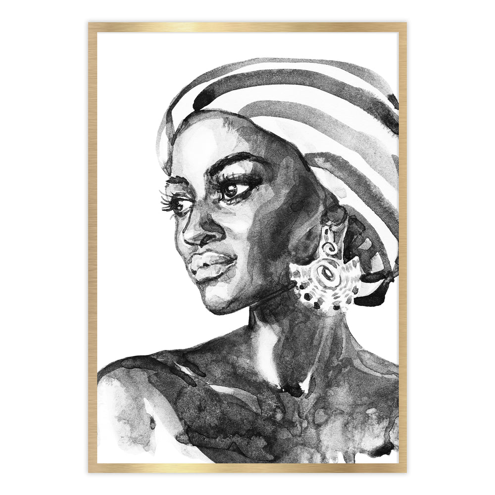 Painting of a Lady - Black and White Print