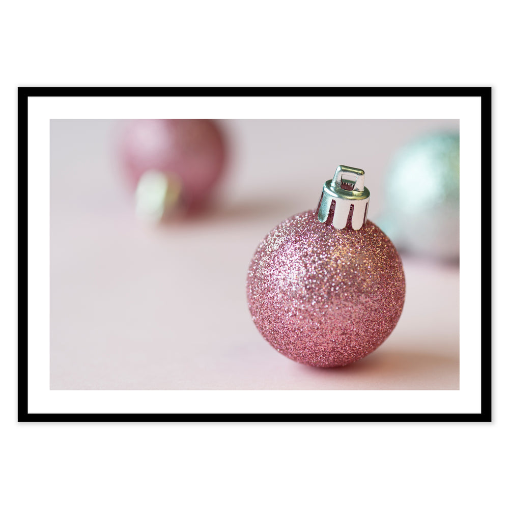 Pink Bauble Festive Photographic Print