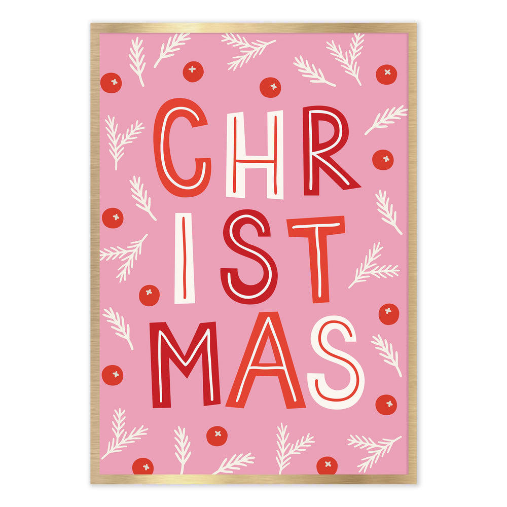 Pink Christmas Festive Graphic Print