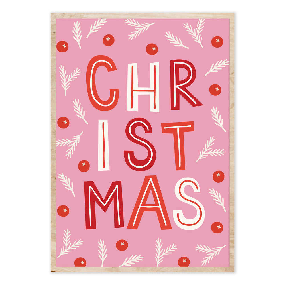 Pink Christmas Festive Graphic Print