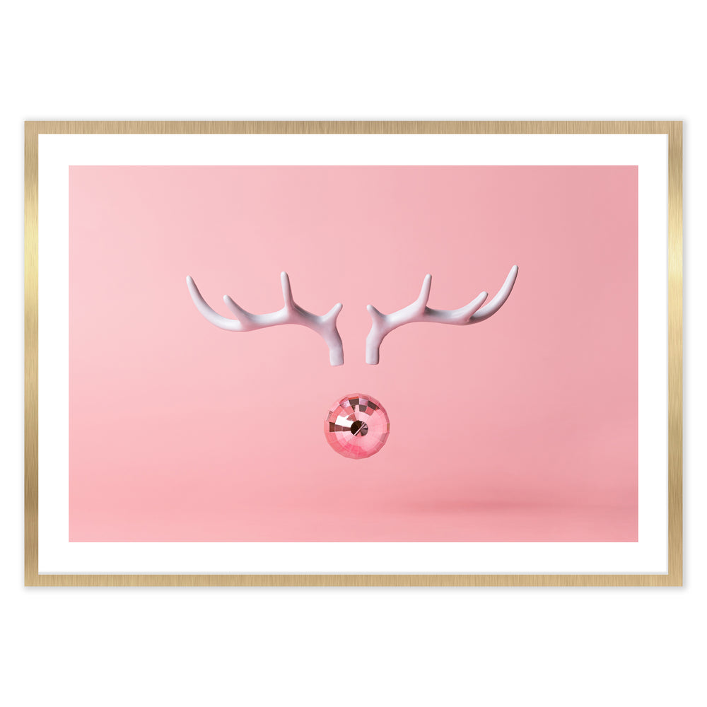 Festive Pink Rudolf - Fun Photographic Wall Art Print
