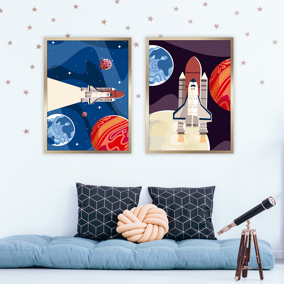 Ellisimo Rocket Cruising Kids Wall Art for Space Enthusiasts