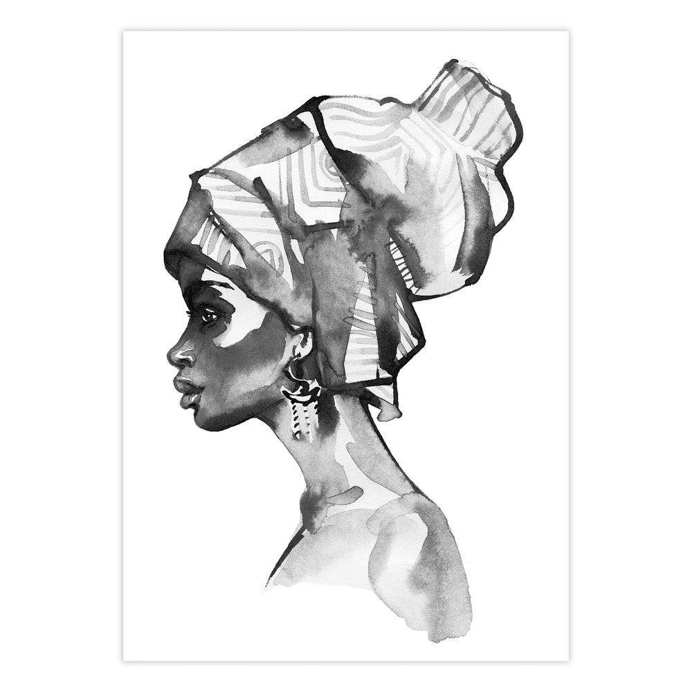 Woman Profile Portrait - Black and White Print