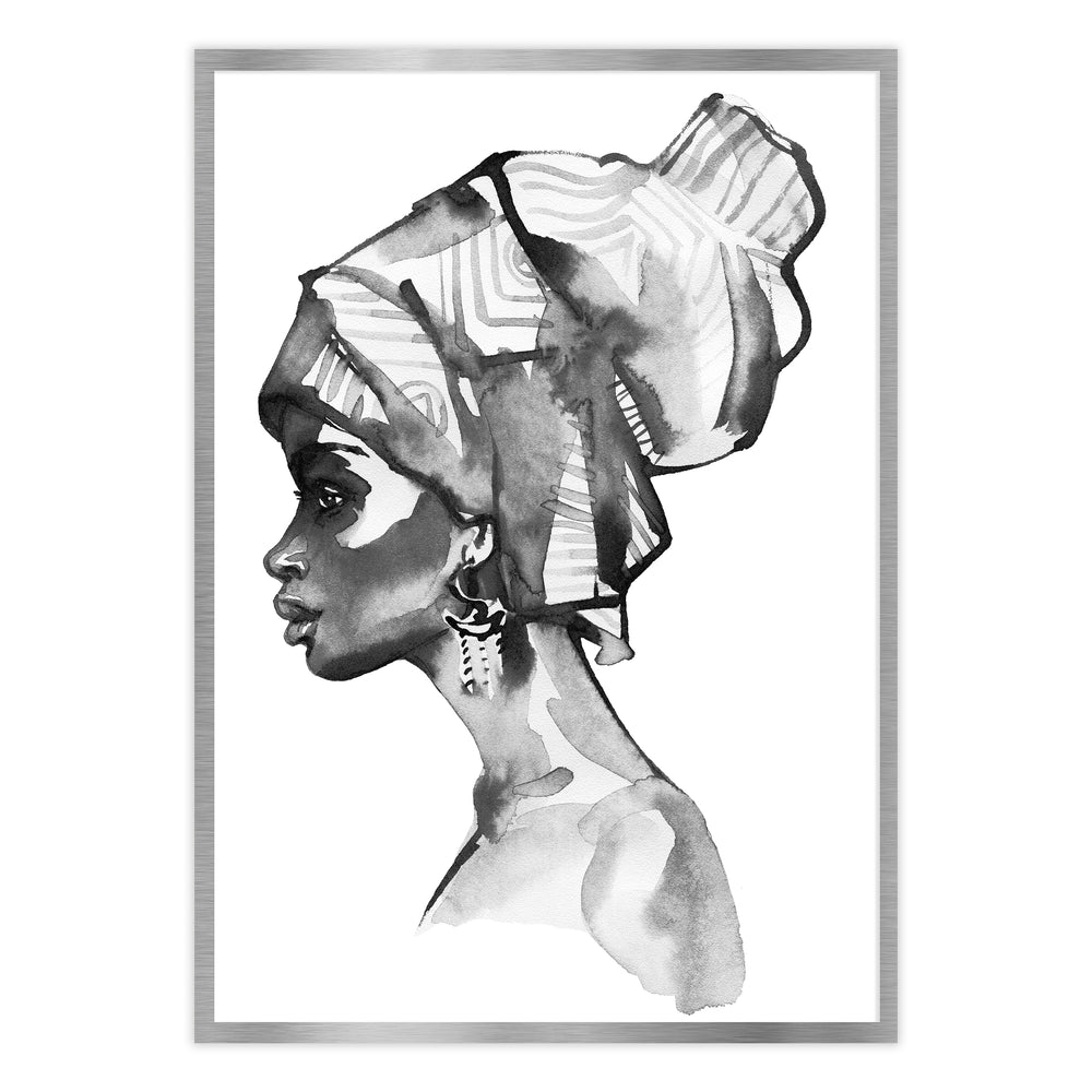 Woman Profile Portrait - Black and White Print