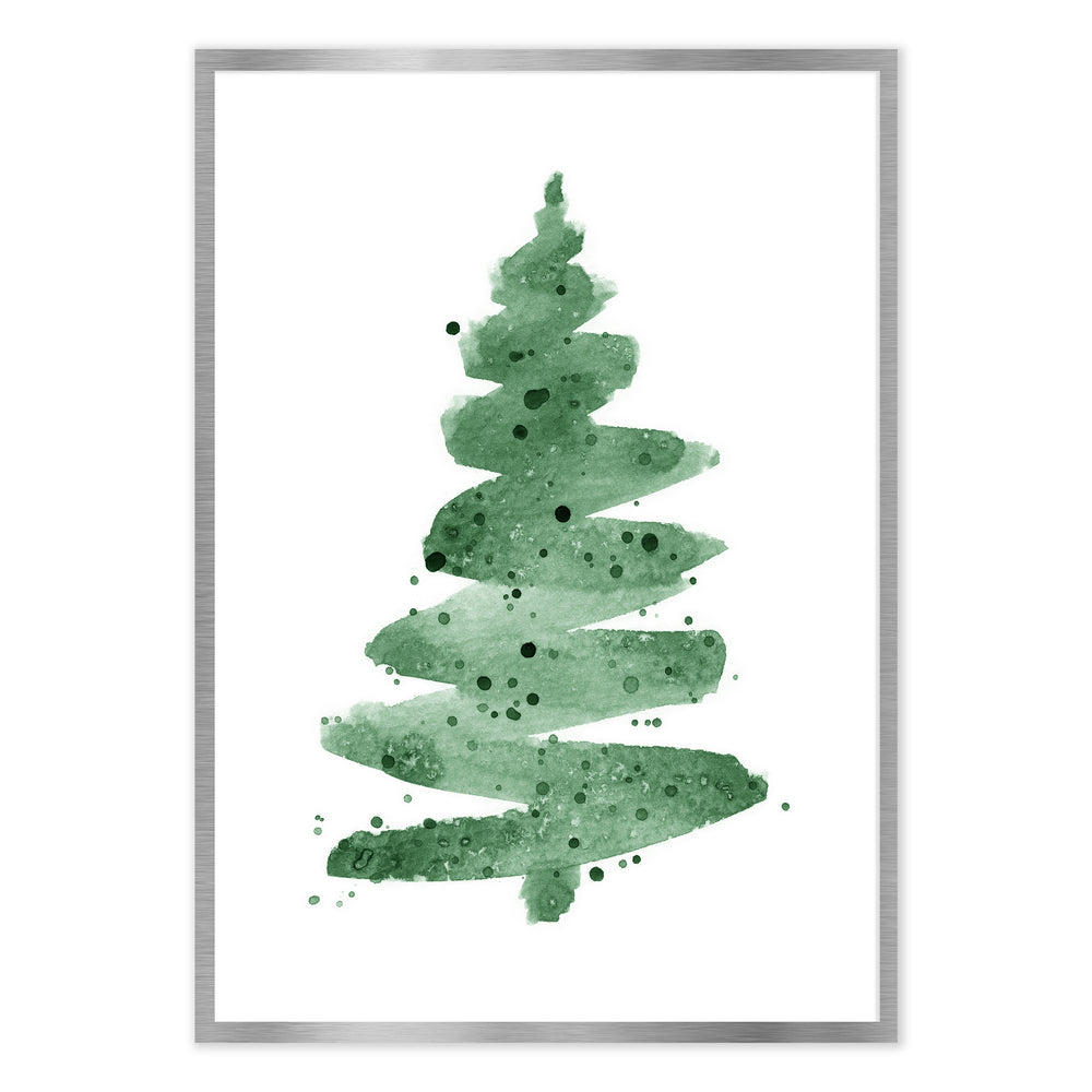 Water Paint Christmas Tree Festive Print