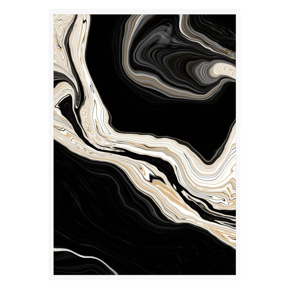 Black Agate Black and White Abstract Wall Art - Luxurious Modern Design