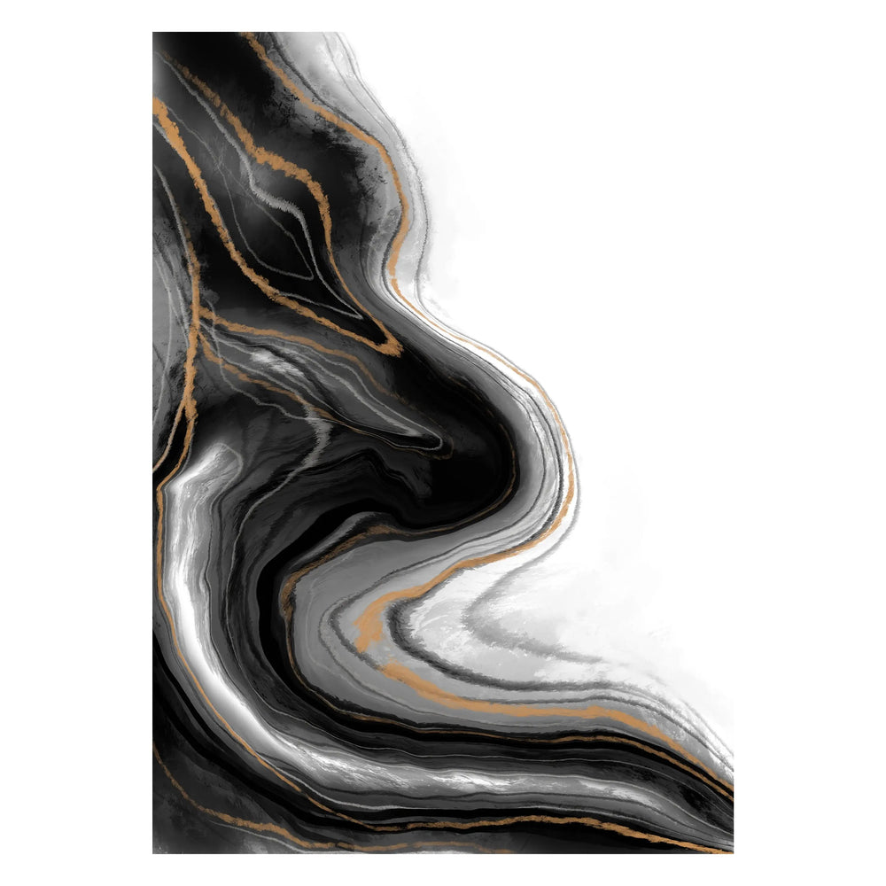 Black Marble Monochrome Abstract- Elegant and Luxurious Wall Art