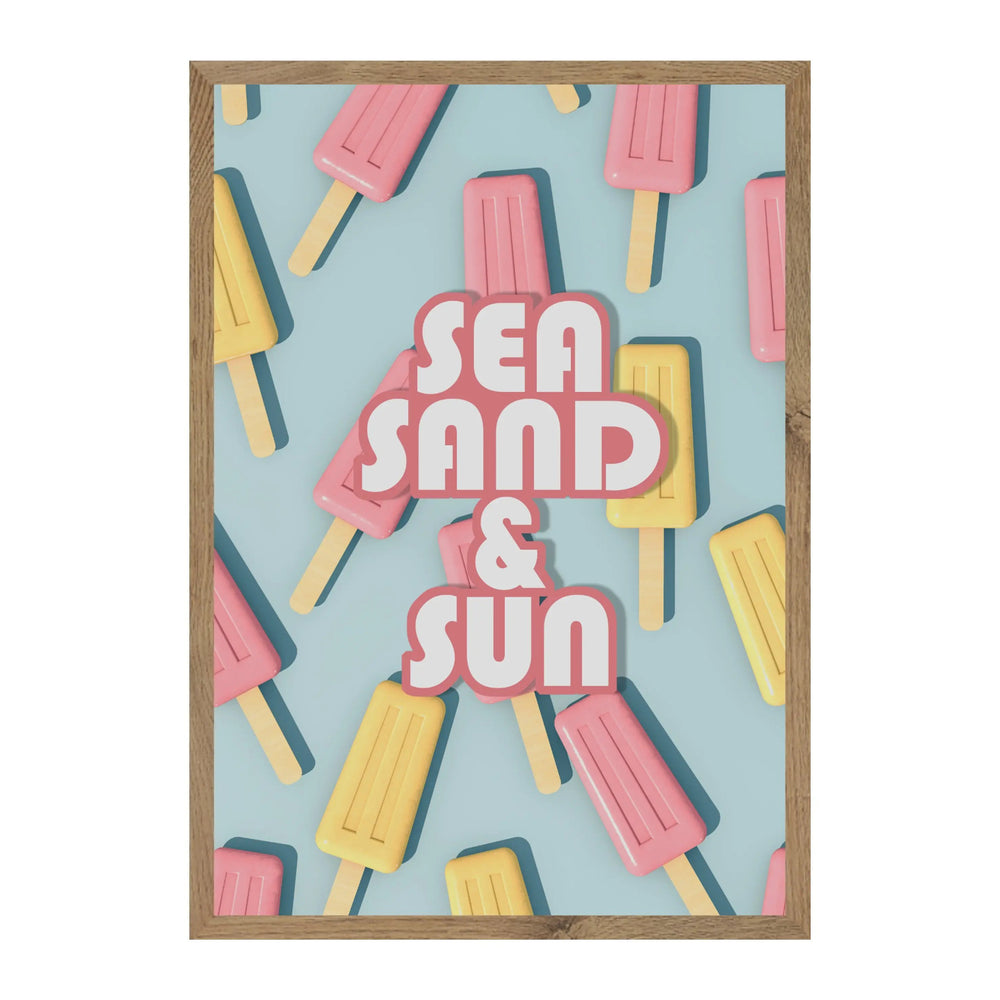 Sea Sand Sun Retro Poster Print