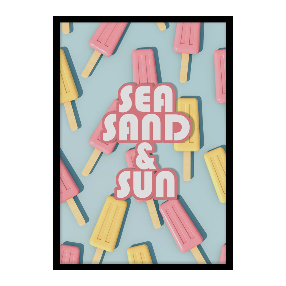 Sea Sand Sun Retro Poster Print