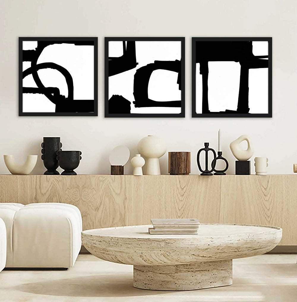 Black and White Abstract Wall Art 01 - Monochrome and Geometrical Art