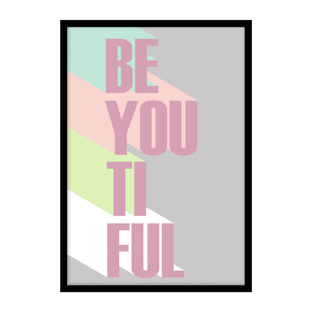 Be-you-tiful Pop Art Typography Wall Art - Fun and fresh